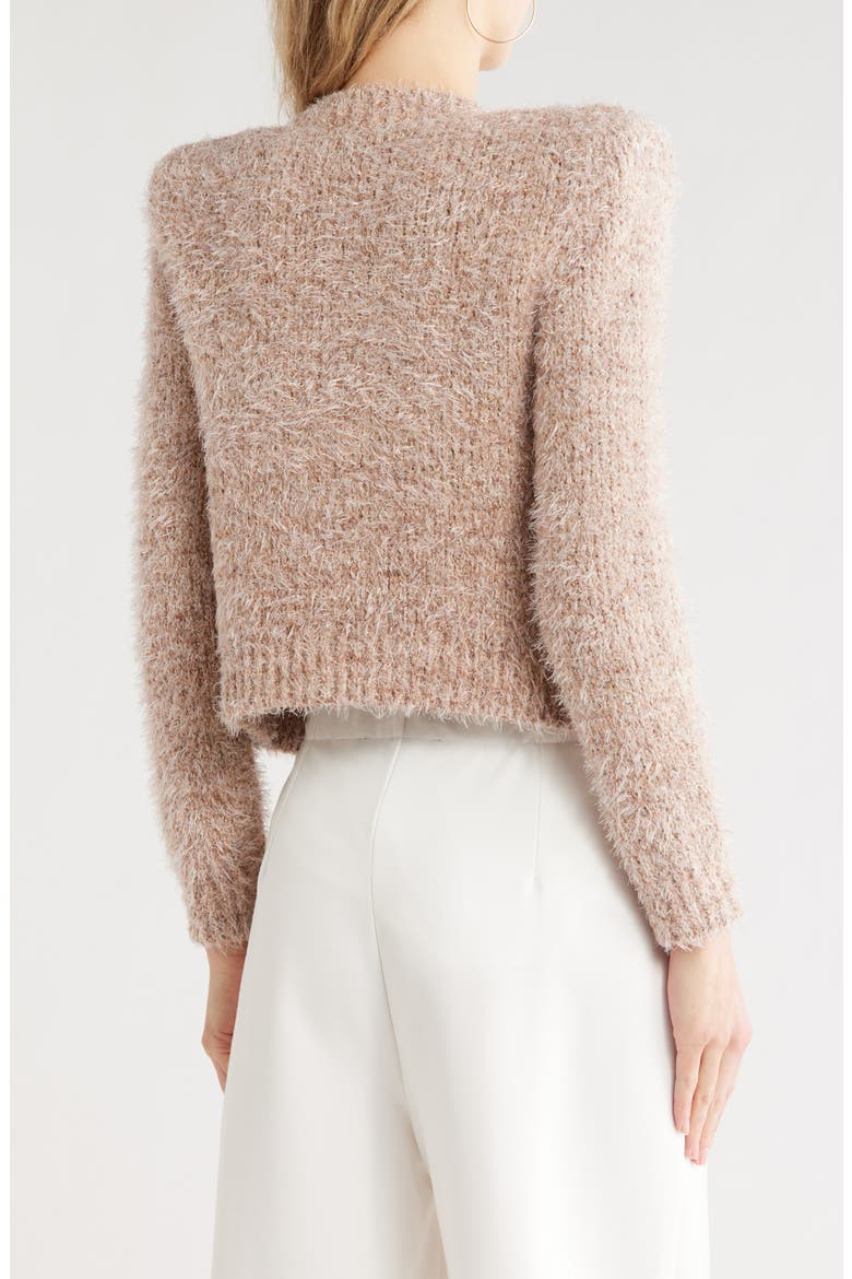 Una Crop Eyelash Tweed Cardigan, Alternate, color, DUSTY PINK MULTI