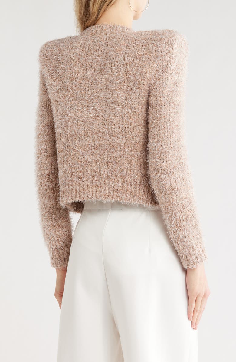 L'AGENCE Una Crop Eyelash Tweed Cardigan, Alternate, color, Dusty Pink Multi