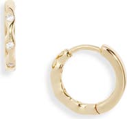 Argento Vivo Sterling Silver Cubic Zirconia Huggie Earrings