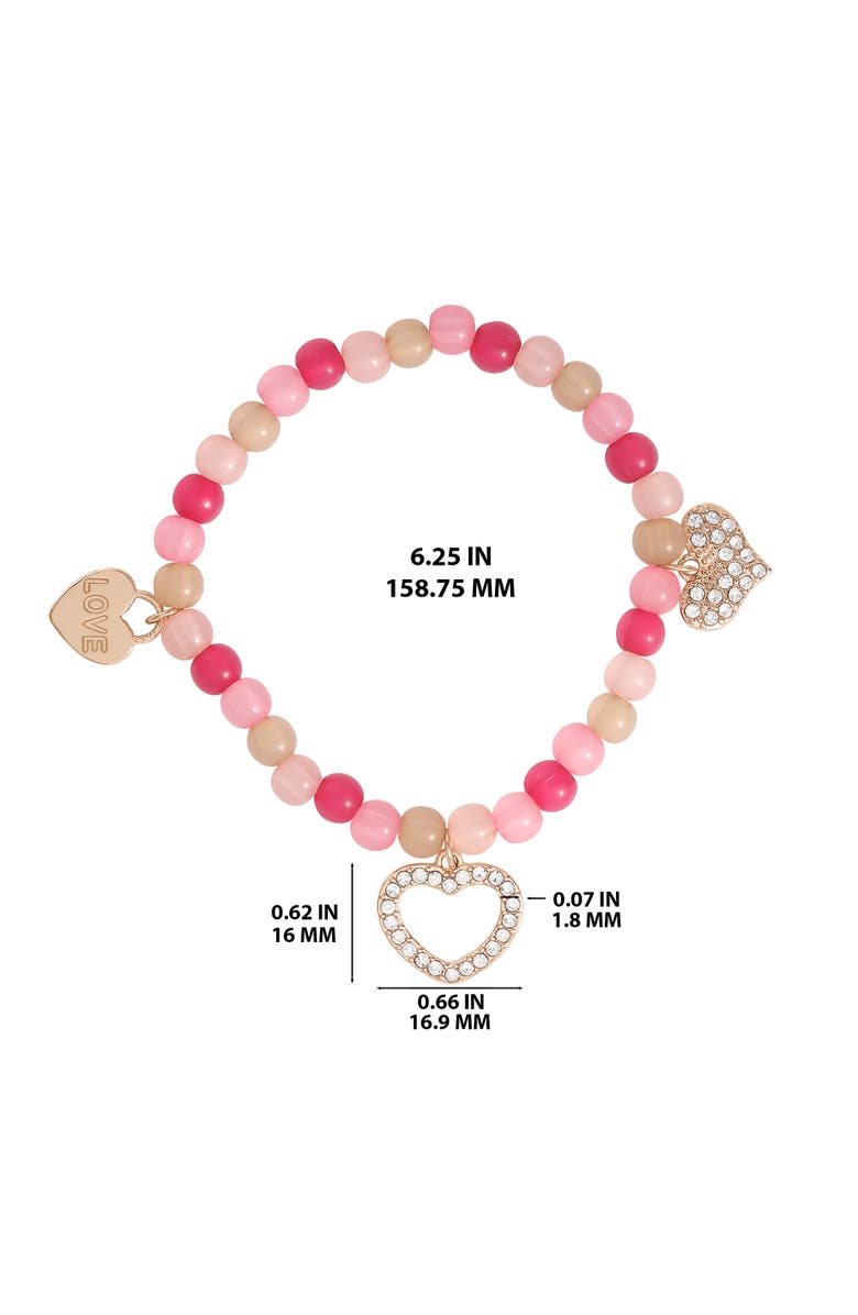 Jessica Simpson Kids Kids Pink Heart Charm Bracelet & Earrings Set, Alternate, color, Pink, Silver, Gold