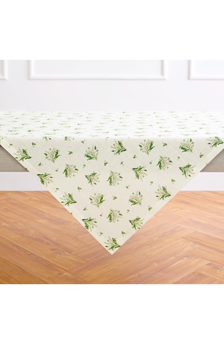 Solino Home Linen Table Throw - Lily of the Valley, 52" x 52" Inch, Main, color, Lily Of The Valley/Off White