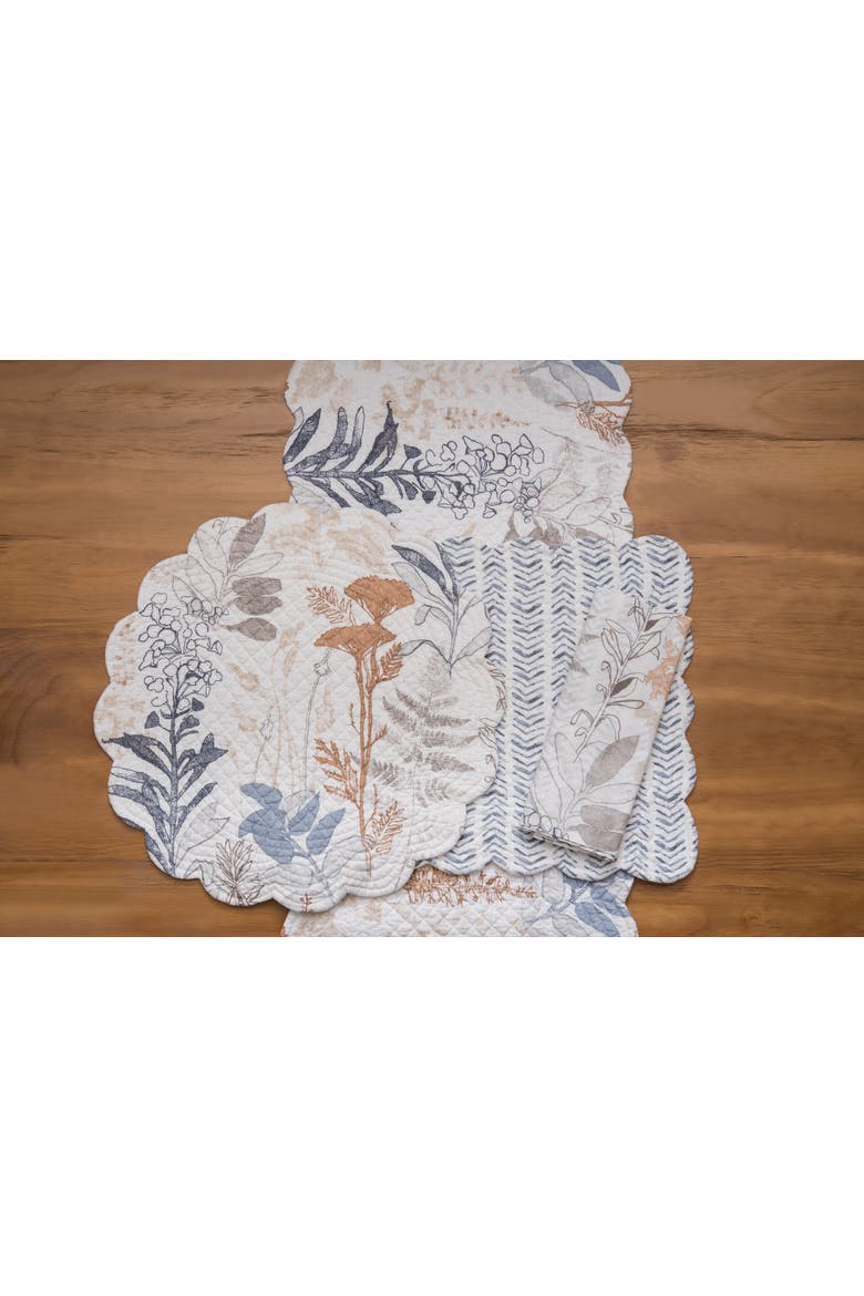 Lina Watercolor Theme Floral Flowers & Leaves Decorative Cotton Kitchen Table Runner 14" x 51", Alternate, color, Orange