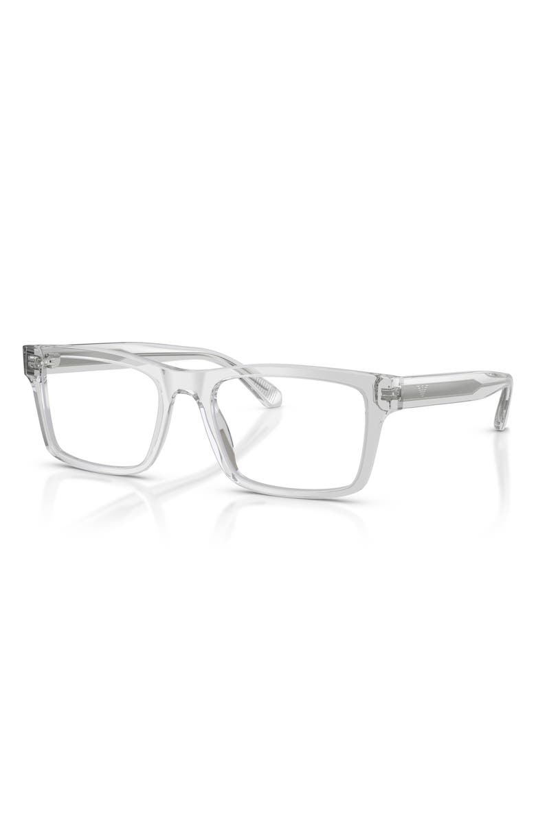 Emporio Armani 54mm Rectangle Optical Glasses, Alternate, color, Shiny Crystal / Demo Lens