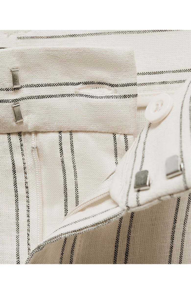 MANGO Stripe Linen Blend Pants, Alternate, color, Ecru