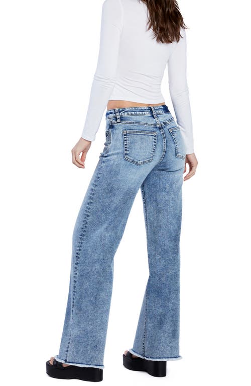 Hint Of Blu Drawstring Wide Leg Jeans In Hippie Blue