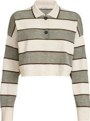 Brunello Cucinelli Cropped knit polo with sparkling stripes