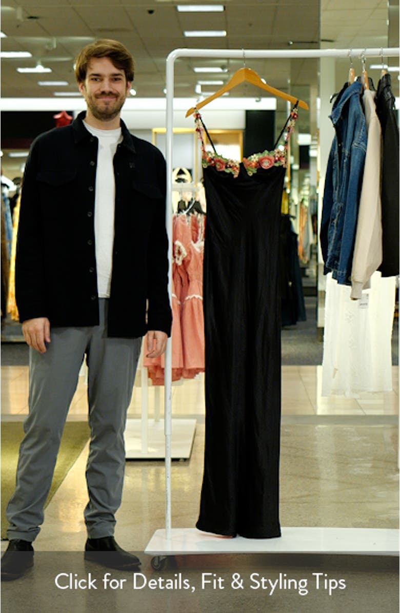 Kenzie Floral Lace Satin Maxi Dress, sales video thumbnail