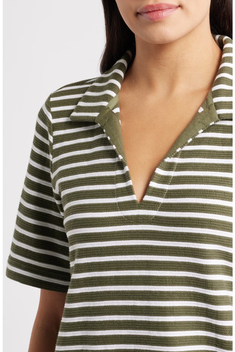 Waterfront View Stripe Polo Dress, Alternate, color, DARK FERN