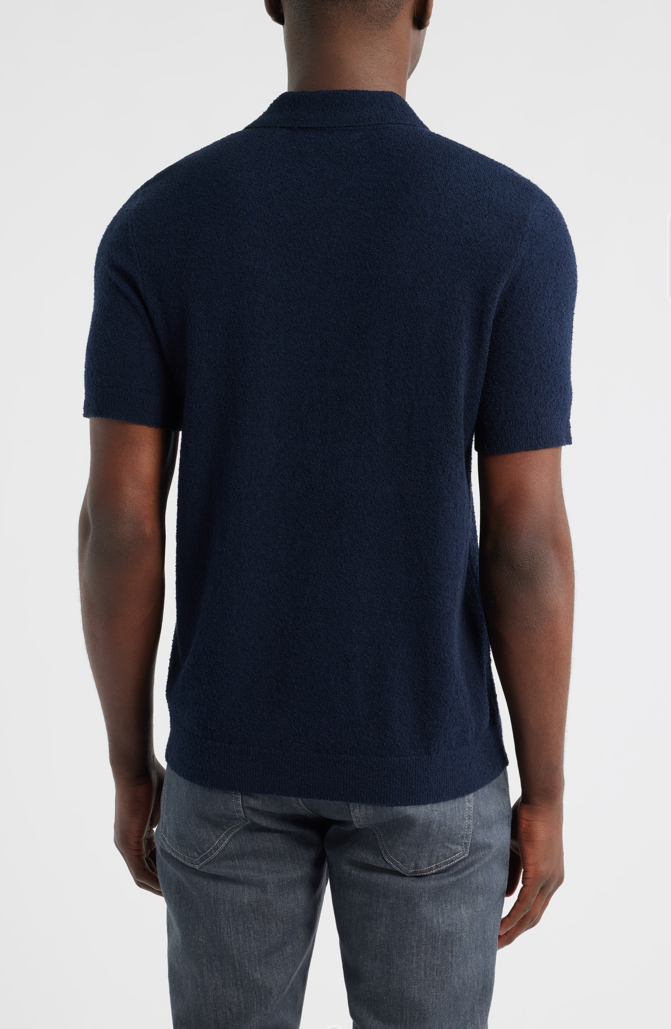Johnny Collar Short Sleeve Boucle Sweater Polo - image 4