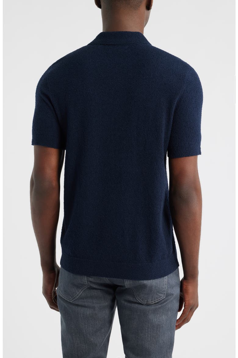 Johnny Collar Short Sleeve Bouclé Sweater Polo, Alternate, color, NAVY SAPPHIRE