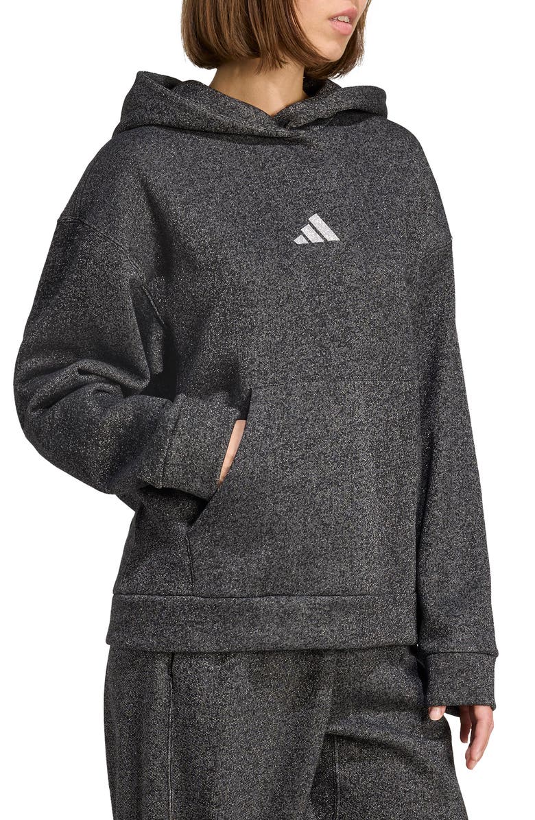 adidas ALL SZN Holiday Glitter Fleece Loose Hoodie, Main, color, 