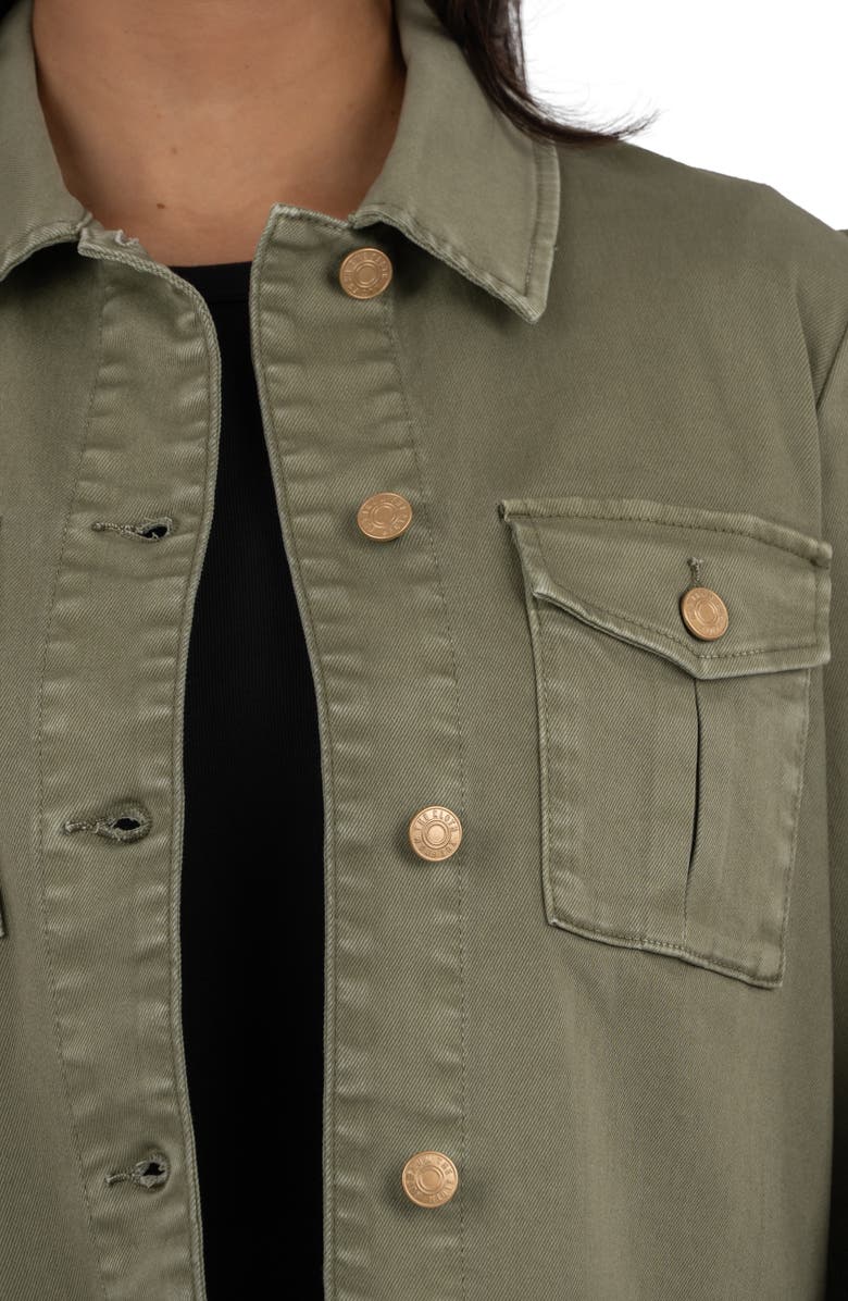 KUT from the Kloth Jocelyn Denim Trucker Jacket, Alternate, color, Sage Green