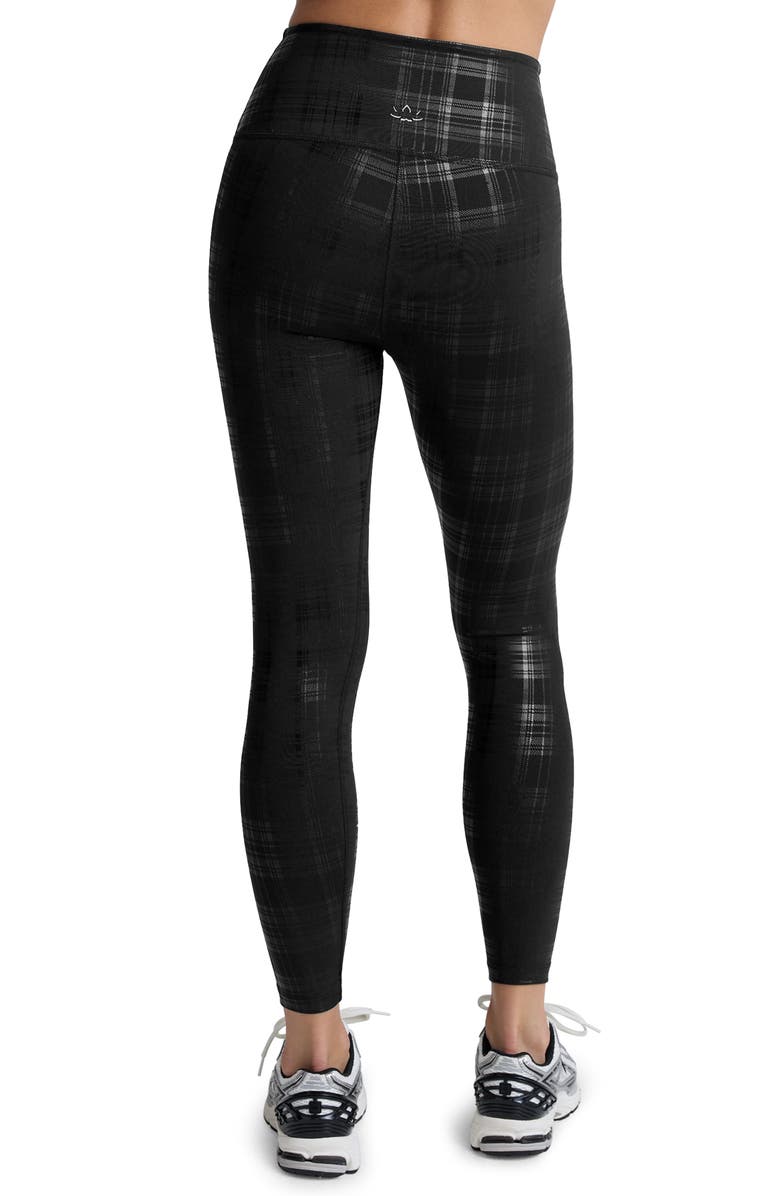 Beyond Yoga High Waist Midi Leggings, Alternate, color, Plaid Foil Black