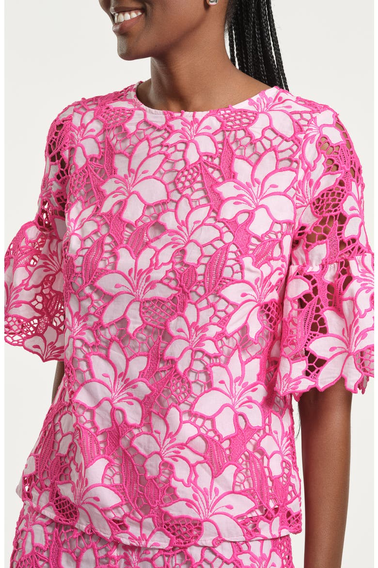 Floral Embroidered Eyelet Top, Alternate, color, FUCHSIA