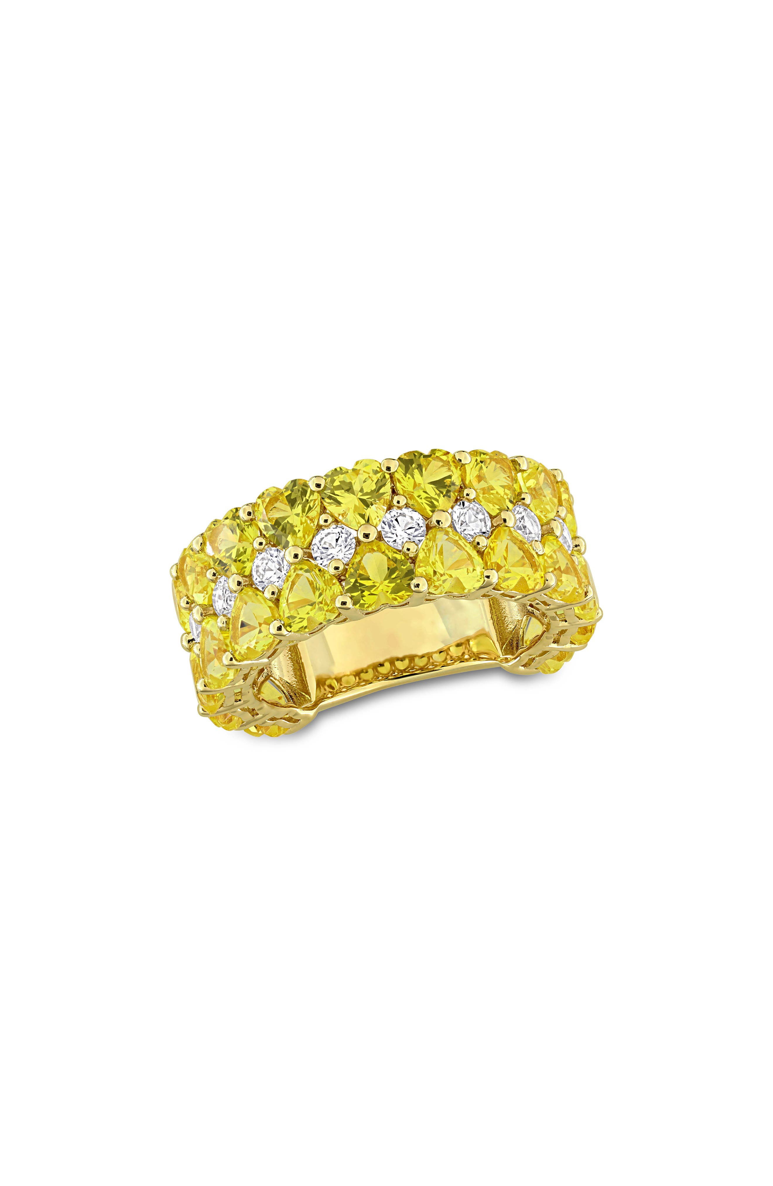 Lab Created Yellow Sapphire Heart Eternity Ring