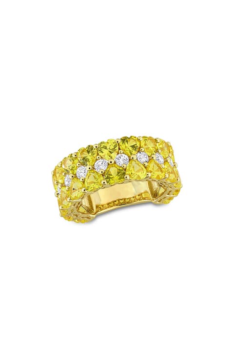 Lab Created Yellow Sapphire Heart Eternity Ring
