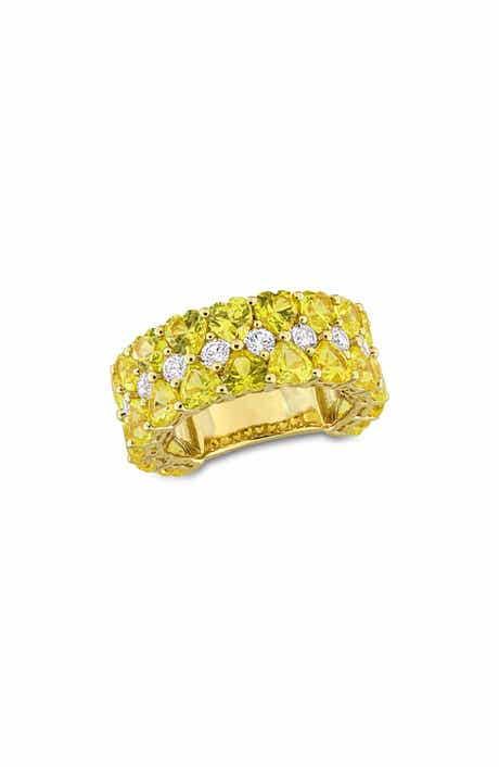 Lab Created Yellow Sapphire Heart Eternity Ring