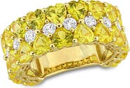 DELMAR Lab Created Yellow Sapphire Heart Eternity Ring