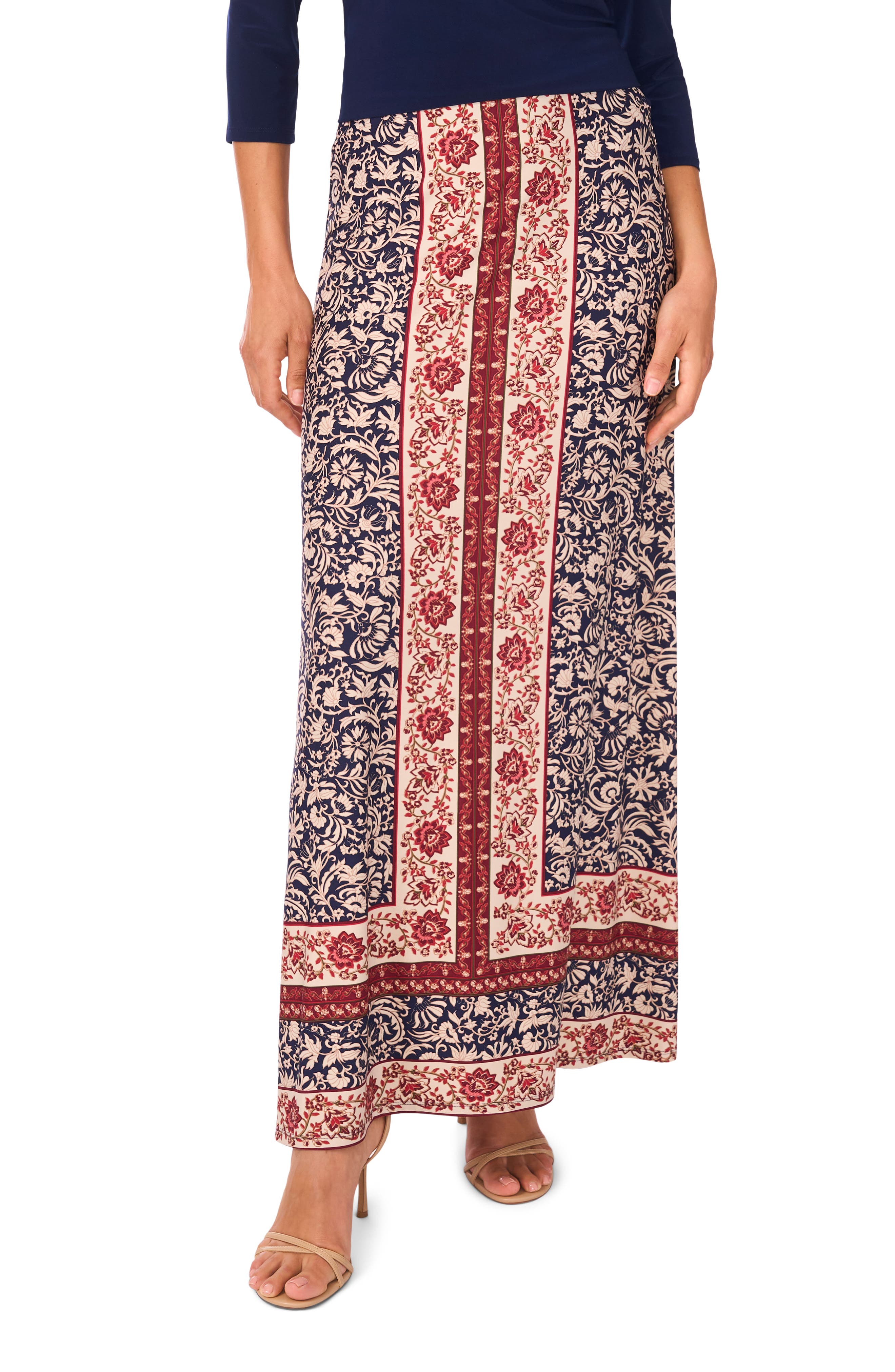 Vince Camuto Floral Border A-Line Skirt