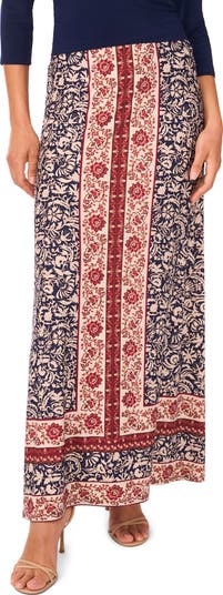 Floral Border A-Line Skirt