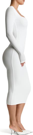 Long Sleeve Square Neck Midi Dress