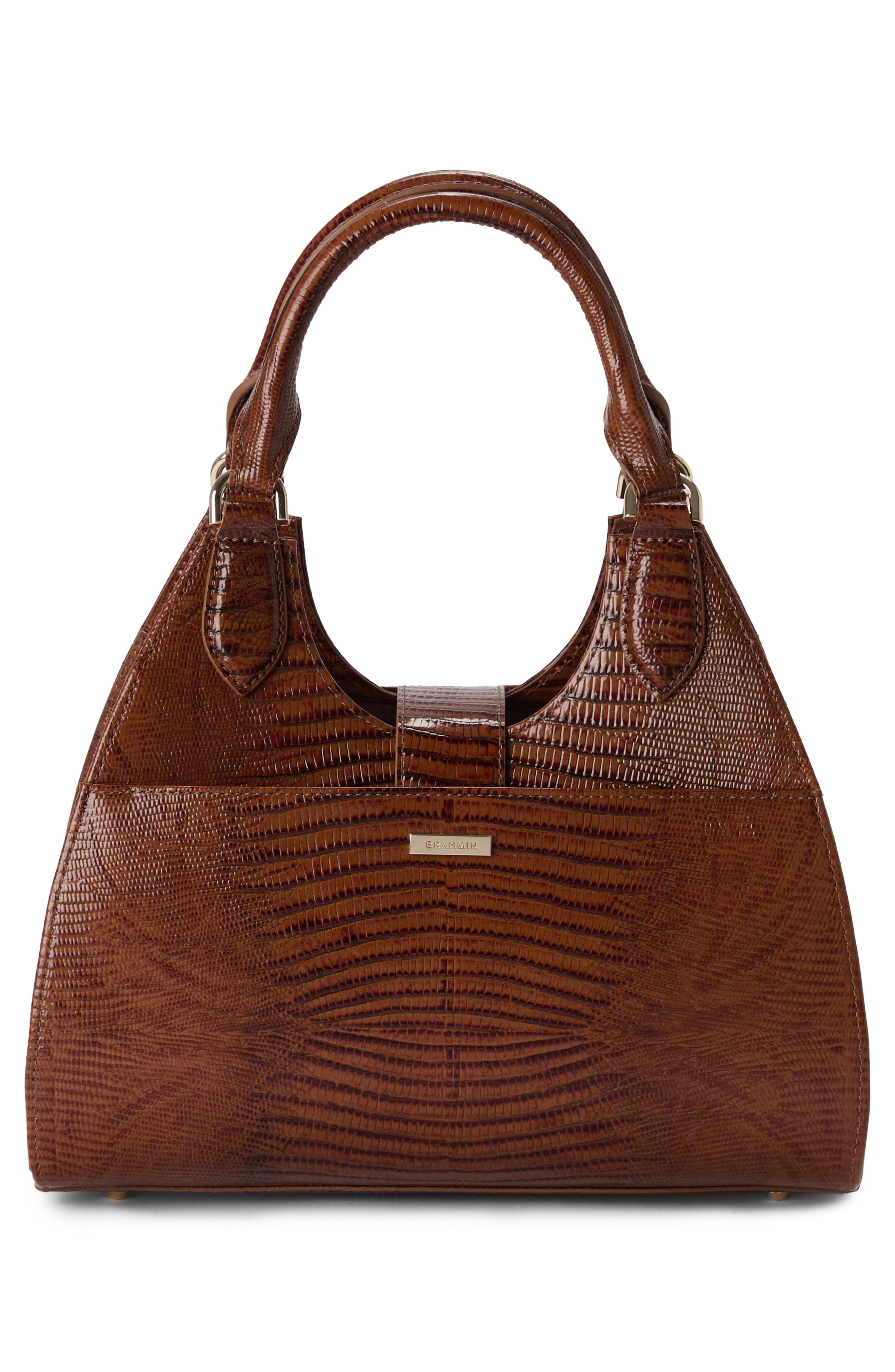 Brahmin Adrian Raffia & Croc Embossed Leather Shoulder Bag, Alternate, color, 