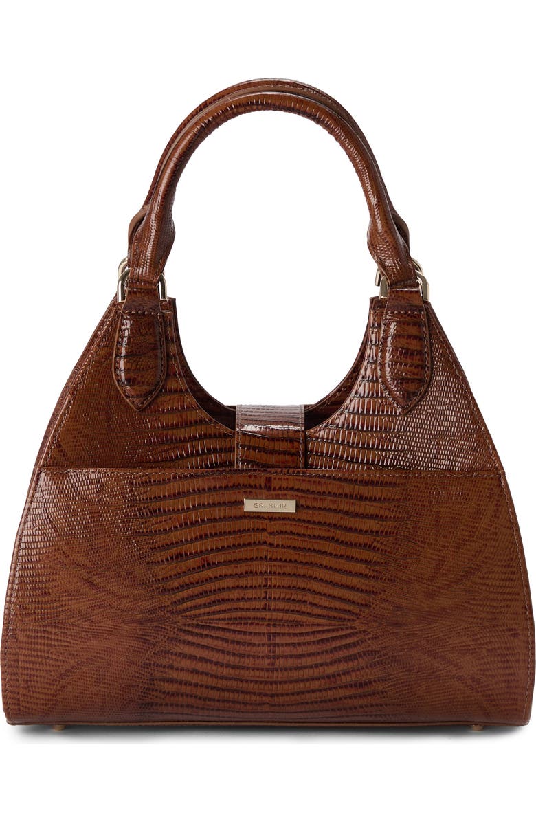 Brahmin Adrian Raffia & Croc Embossed Leather Shoulder Bag, Alternate, color,