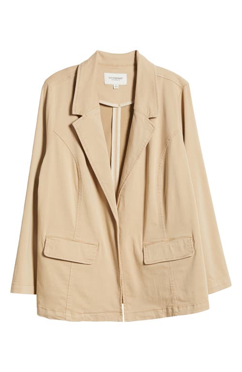Shop Liverpool Los Angeles Fitted Open Front Twill Blazer In Cappuccino