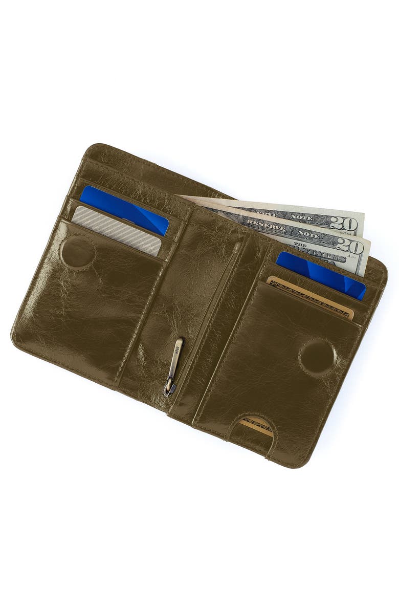 HOBO Jill Leather Bifold Wallet, Alternate, color, Olive Veil