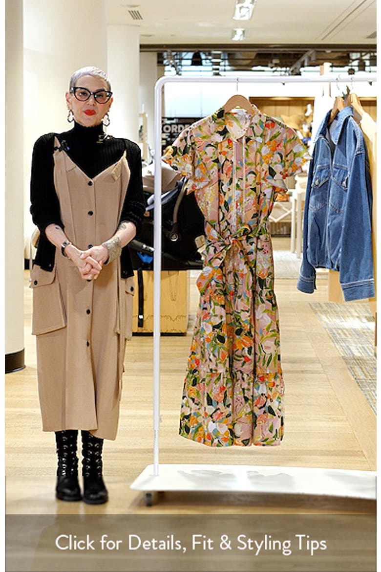 Alice Floral Flutter Sleeve Tiered Cotton Shirtdress video