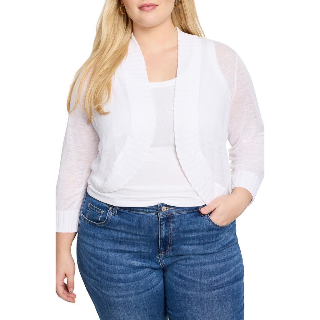 Nic + Zoe Nic+zoe Linen Blend Bolero Cardigan In Paper White