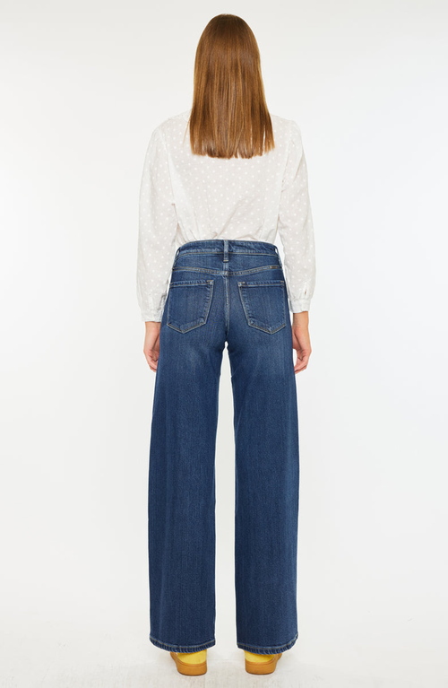 Kancan Samara High Rise Wide Leg Jeans In Blue