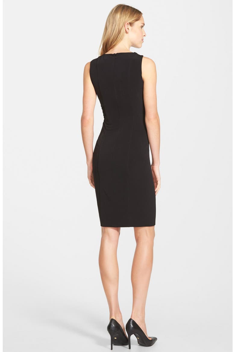 'Georgia' Faux Wrap Jersey Dress, Alternate, color, BLACK
