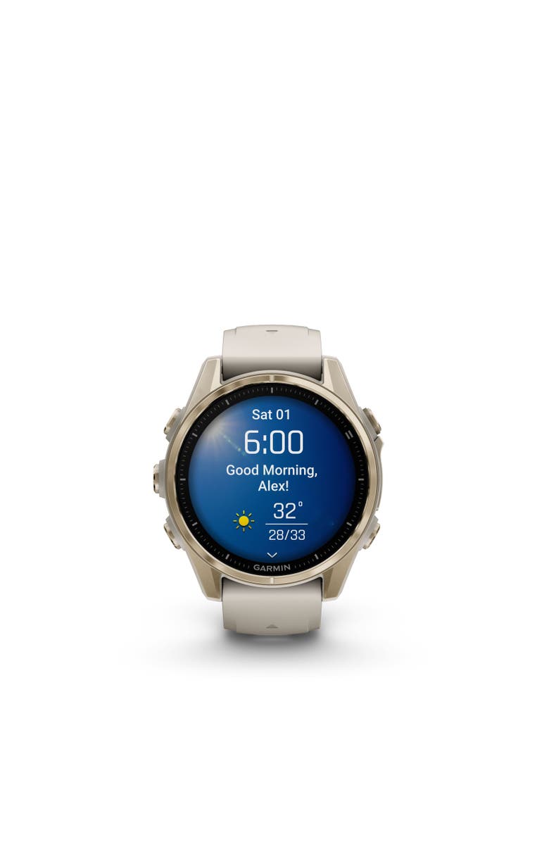 Garmin fenix 8 43mm, AMOLED, Outdoor and Fitness GPS Smartwatch, Saphire ,Soft Gold, Sand band, Alternate, color, Soft Gold, Sand