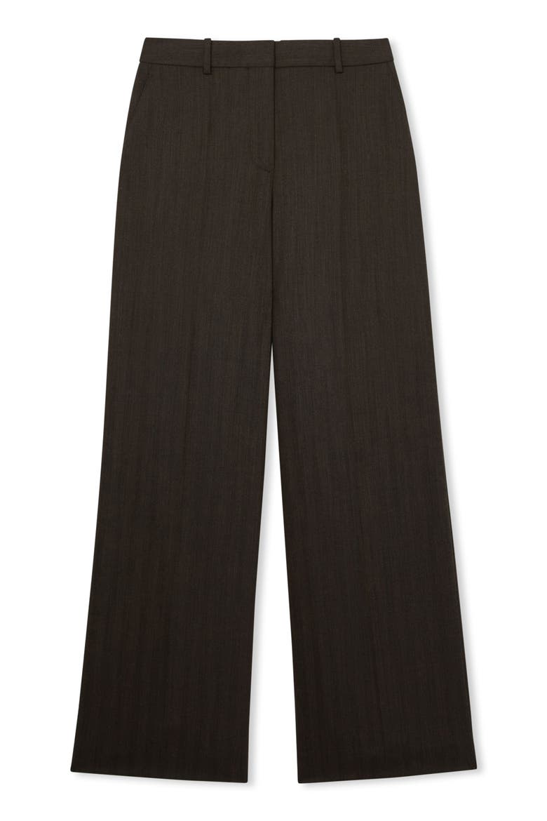 Dawson Herringbone Wide Leg Wool Blend Trousers, Alternate, color, CHOCOLATE BROWN