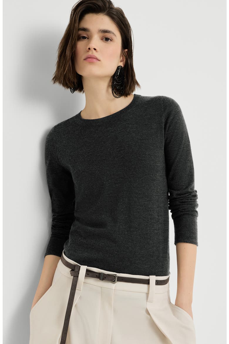 Cashmere and silk lightweight sweater, Alternate, color, Anthracite