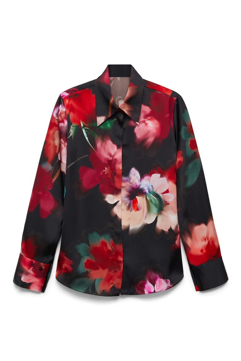 Soffy Floral Button-Up Shirt, Alternate, color, BLACK