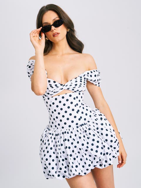 Umikaa Polka Dots Bubble Hem Mini Dress
