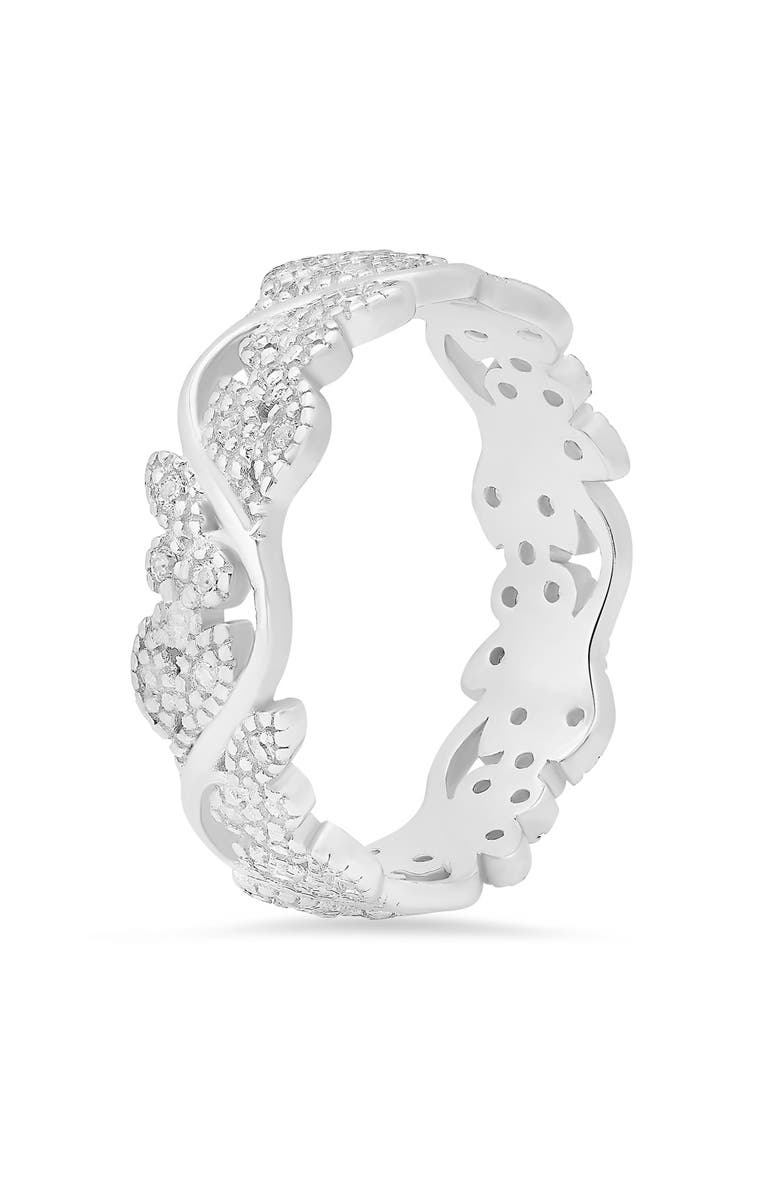 Queen Jewels Vintage Floral Cubic Zirconia Eternity Ring, Alternate, color, Silver