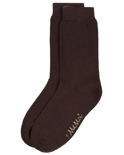 Memoi Kids' Basic Cotton Blend Crew Socks In Brown