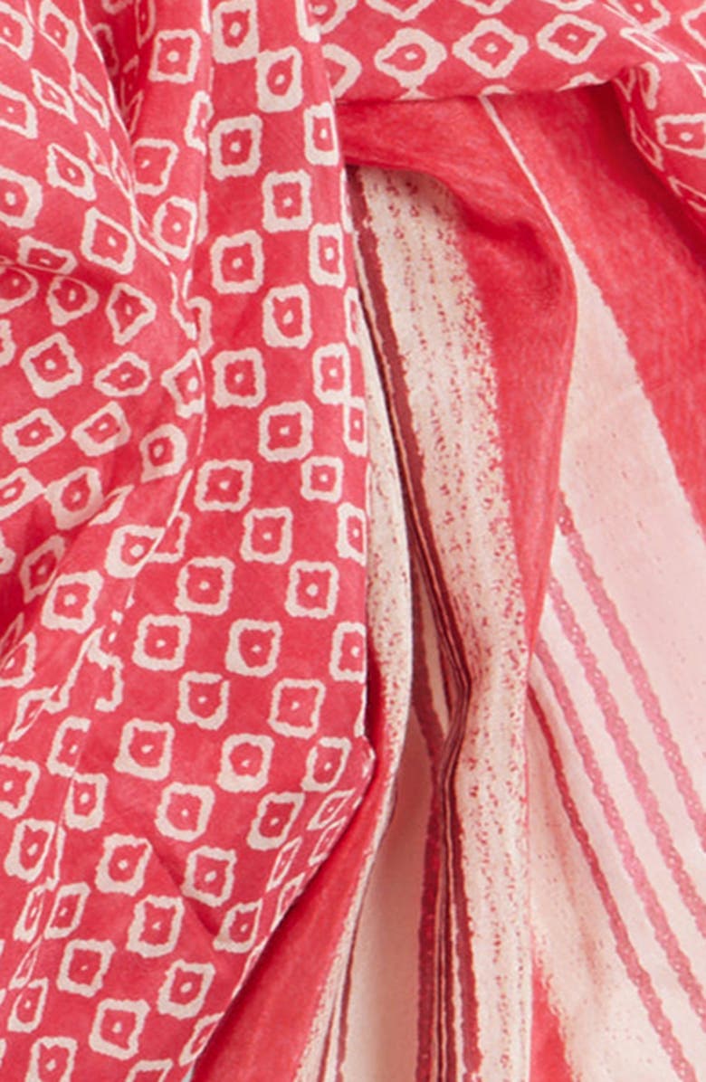 Isabel Marant Lucilia Geo Stripe Cotton & Silk Pareo, Alternate, color, Red