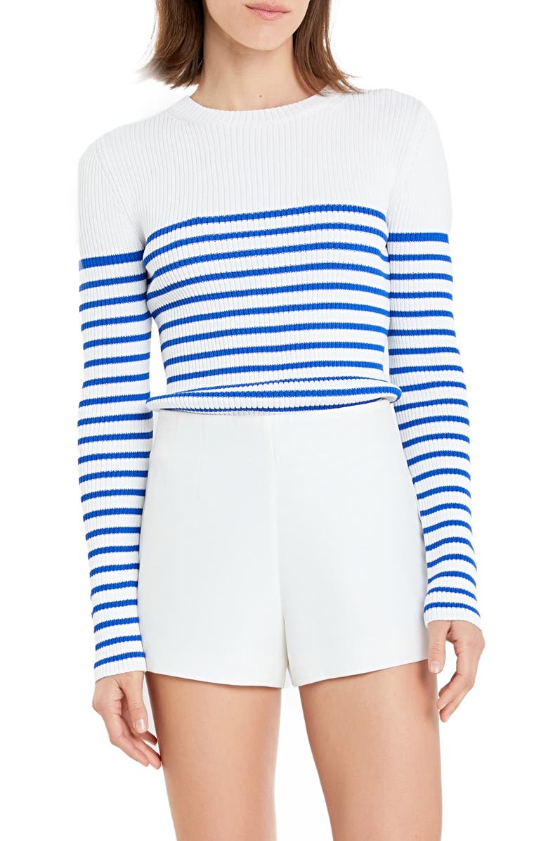 English Factory Stripe Rib Sweater, Main, color, White/ Blue