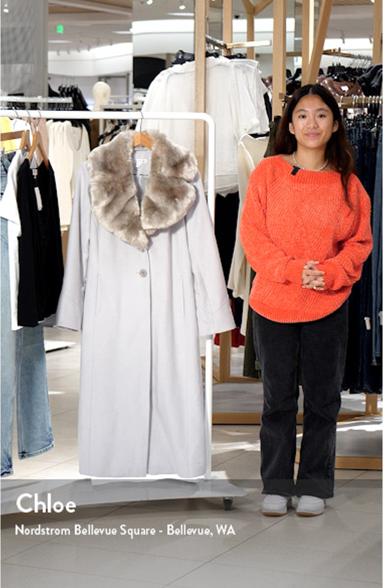 Faux Fur Collar Wool Blend Coat, sales video thumbnail