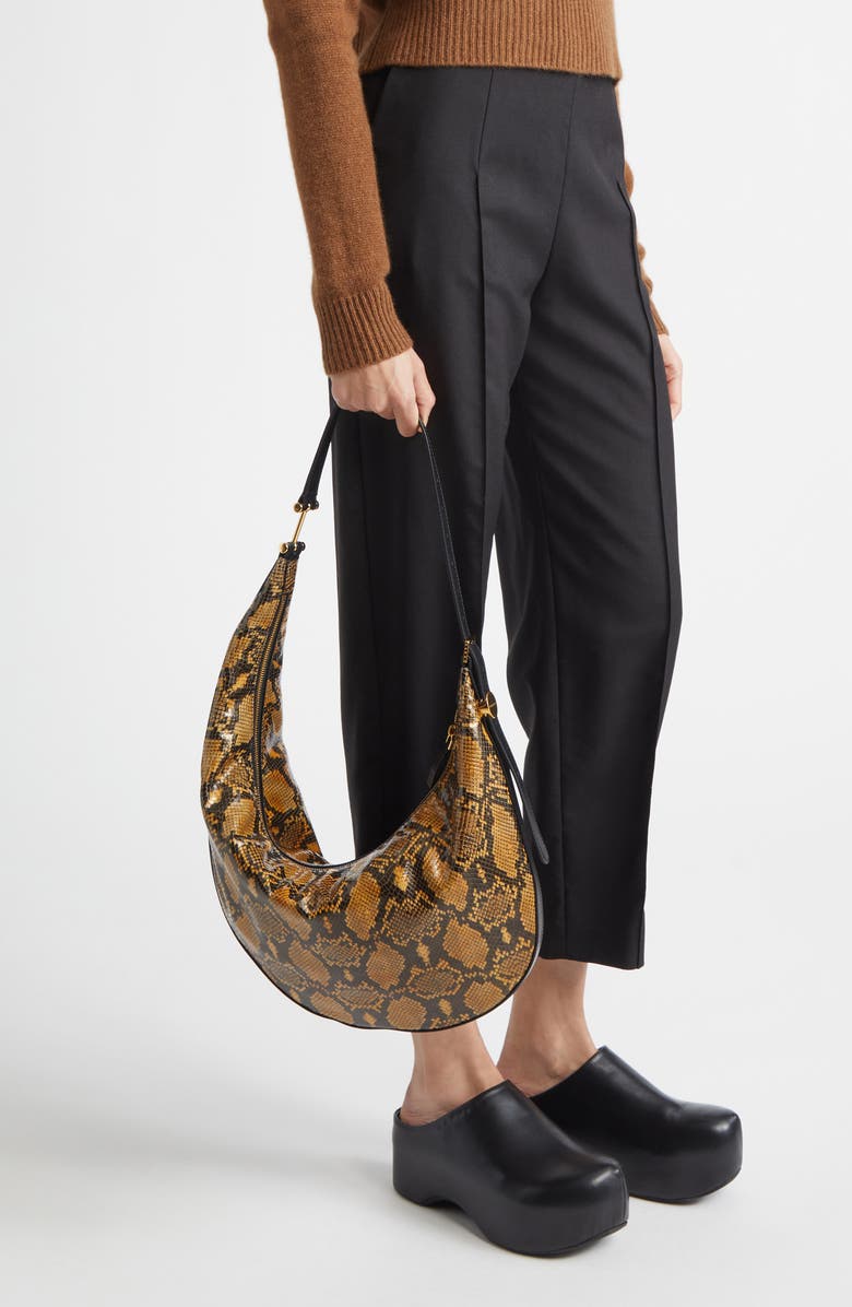 Marni Small Dot Python Print Hobo Bag, Alternate, color, Amber