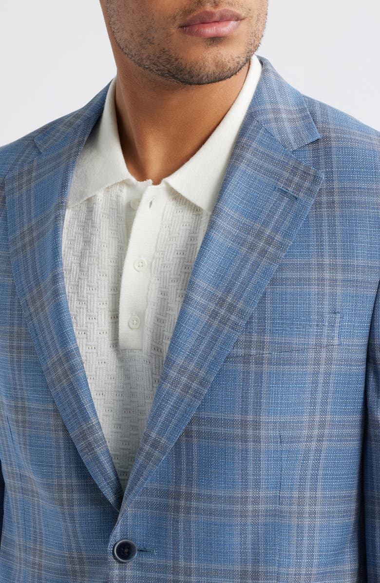 Peter Millar Hyperlight Soft Plaid Wool Sport Coat, Alternate, color, Light Blue