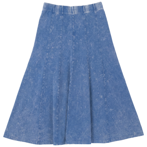Washed Panelled Elastic Waist Midi Skirt (Big Kid)