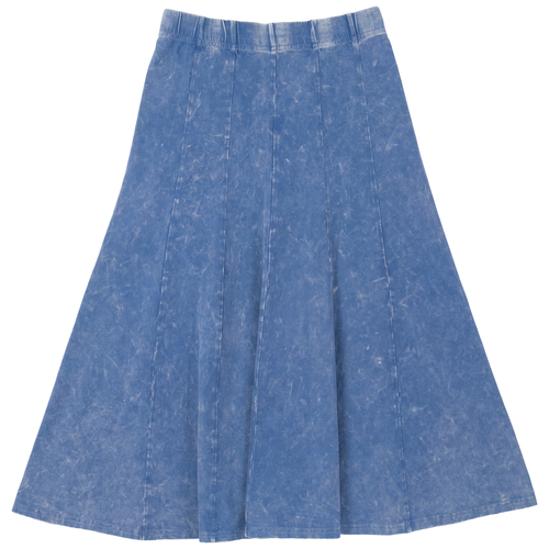 5 Stars Washed Panelled Elastic Waist Midi Skirt in Light Denim Wash at Nordstrom, Size 18