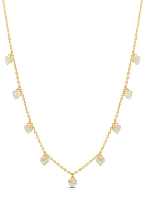 Pavé Heart Drop Layering Necklace