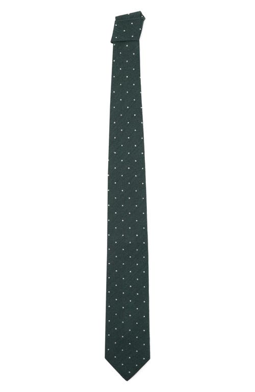 Mango Polka Dot Silk Blend Tie In Blue