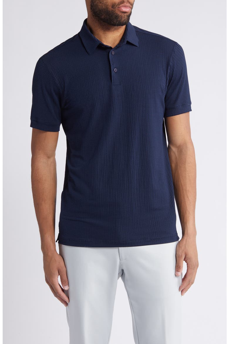 Copa Trim Fit Stripe Performance Polo, Main, color, NAVY SOLID